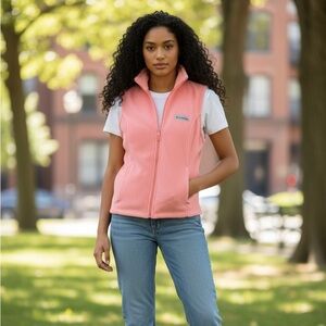 Columbia women’s Pink Fleece Zip-Up Vest